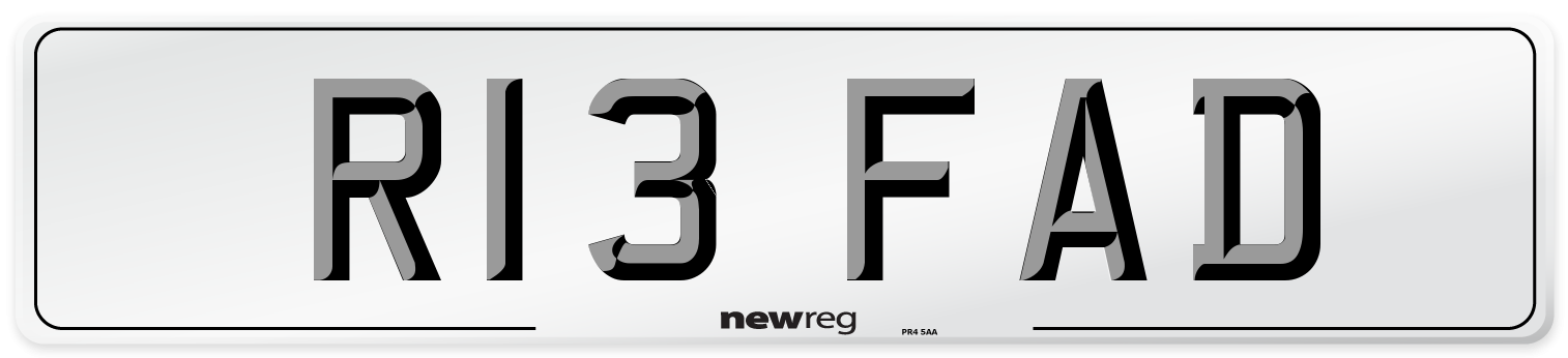 R13 FAD Number Plate from New Reg